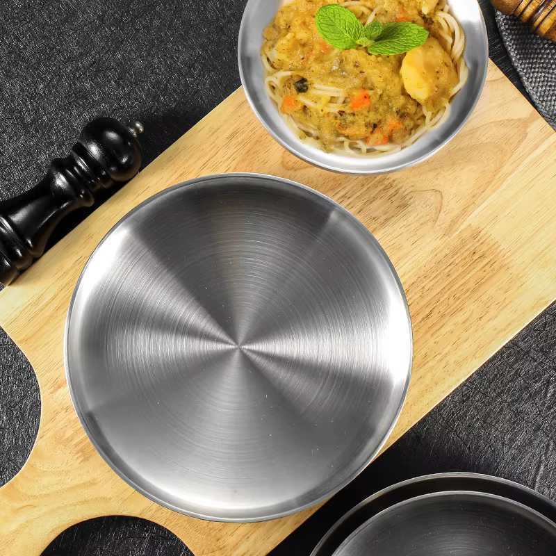 Assiette ronde en acier inoxydable 304