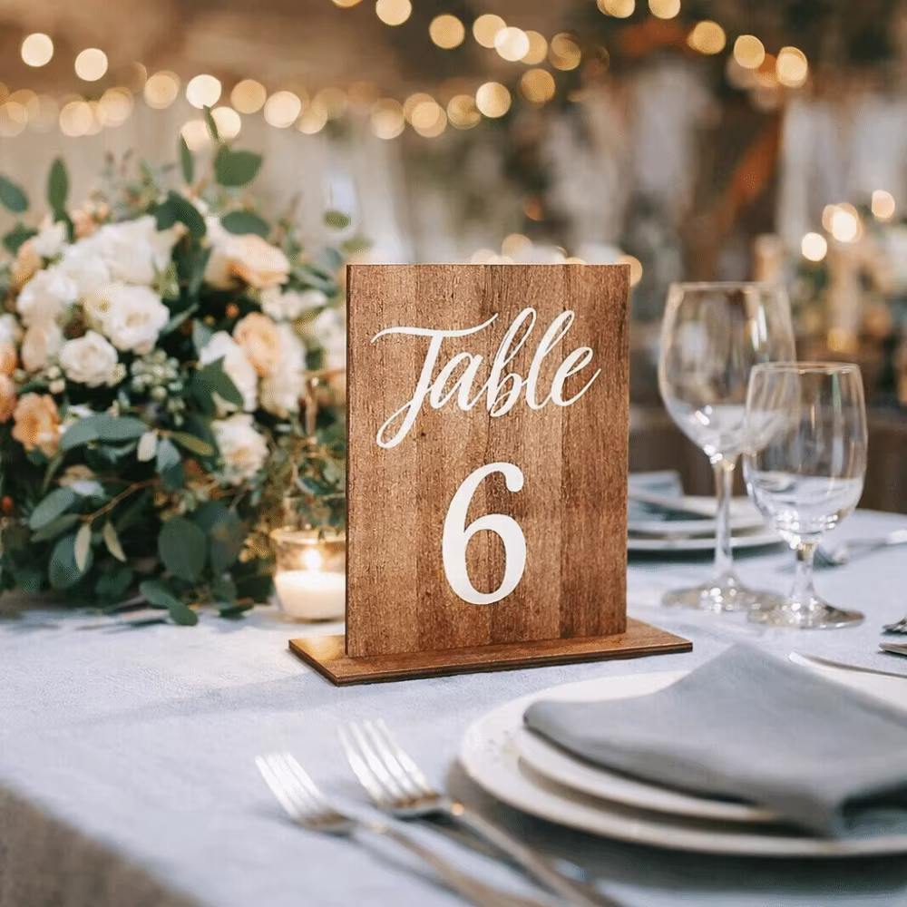 Numéros de table de mariage double face décoratifs