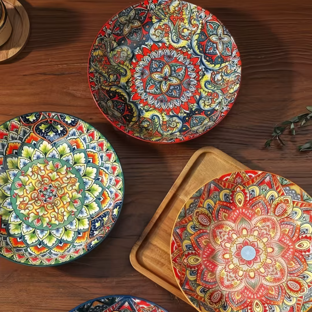 Assiettes en céramique Mandala Bohème