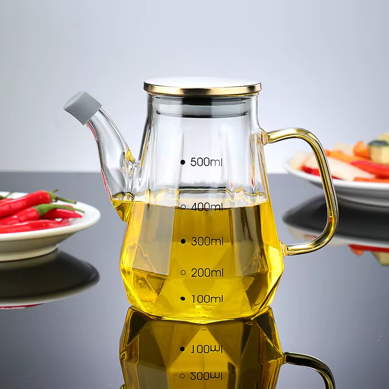 Bouteille d'huile en verre transparent de 500/700/900ml