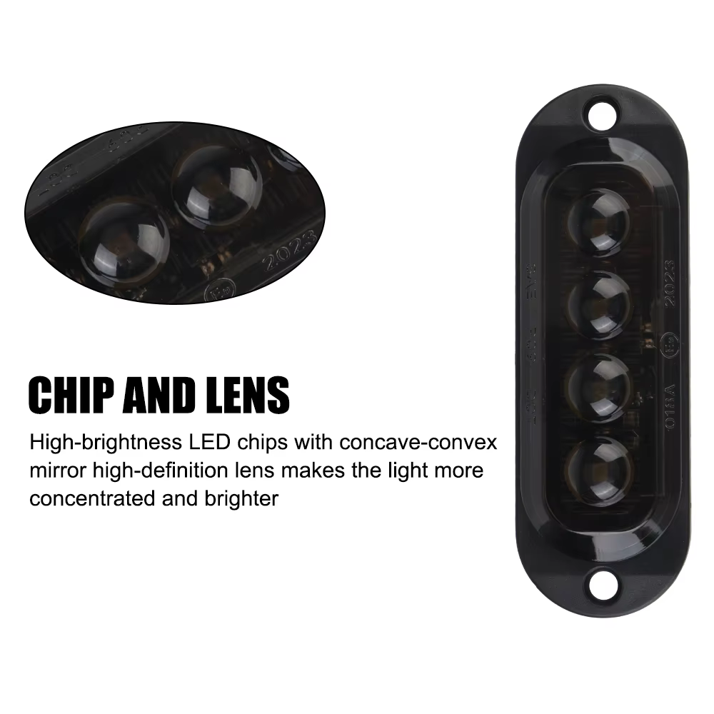 Balise de remorque de camion de voiture, feu latéral LED étanche DC 12V 24V 4LED, voyant d'avertissement, feu de position