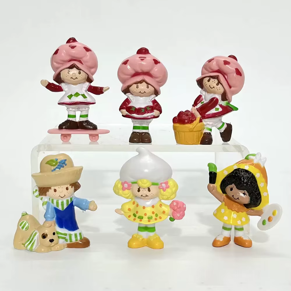 Figurine de fille fraise 6Cm, poupée Vintage Kawaii, décoration de gâteau, jouet de noël, cadeaux pour enfants, DIY bricolage