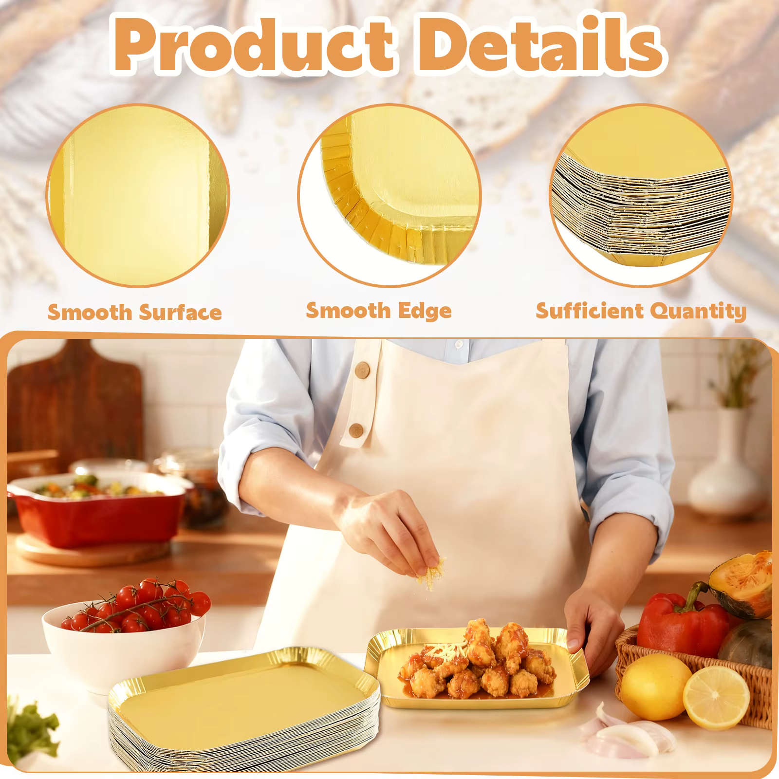 Grands assiettes en papier plateaux dorés