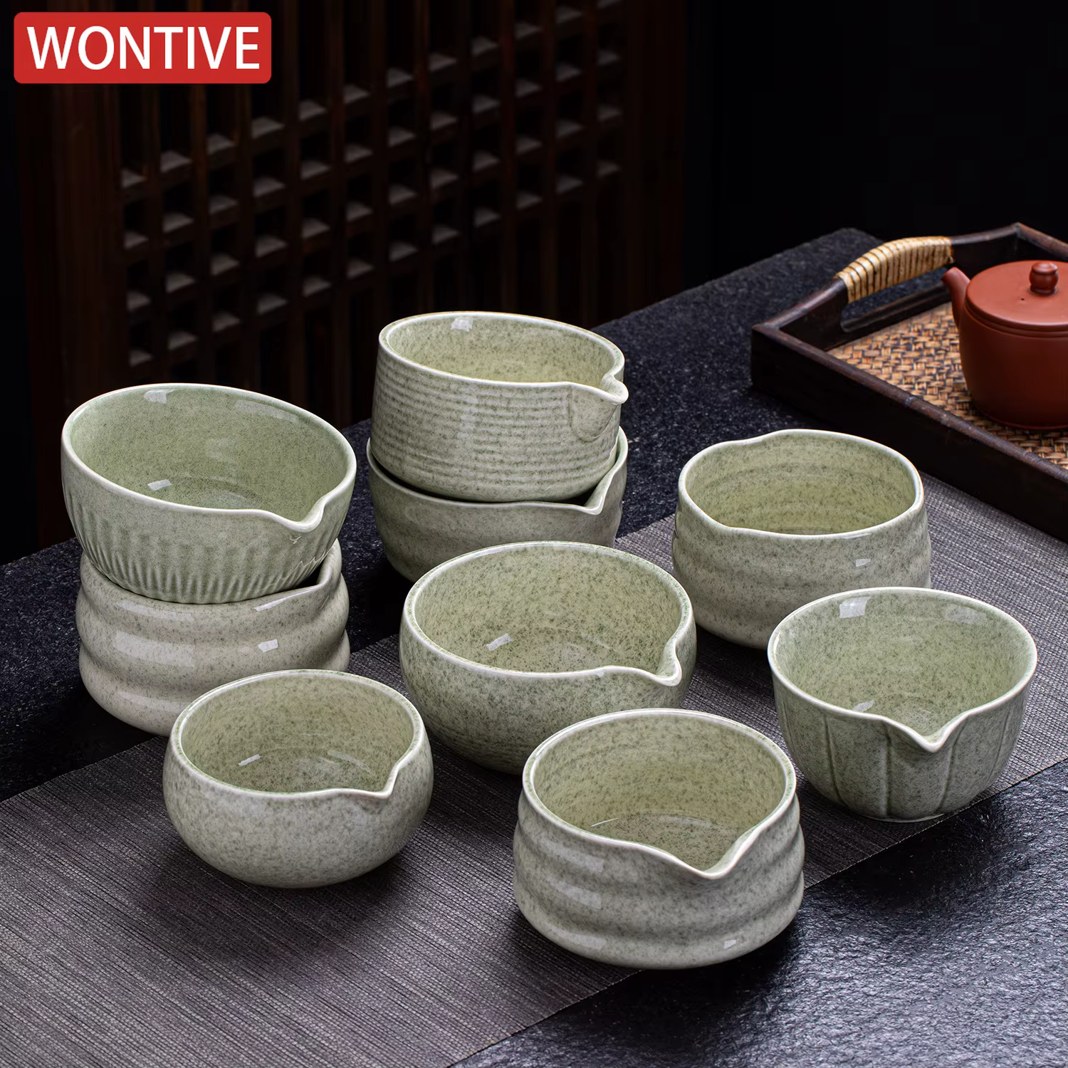 Bol Matcha en céramique gris vert