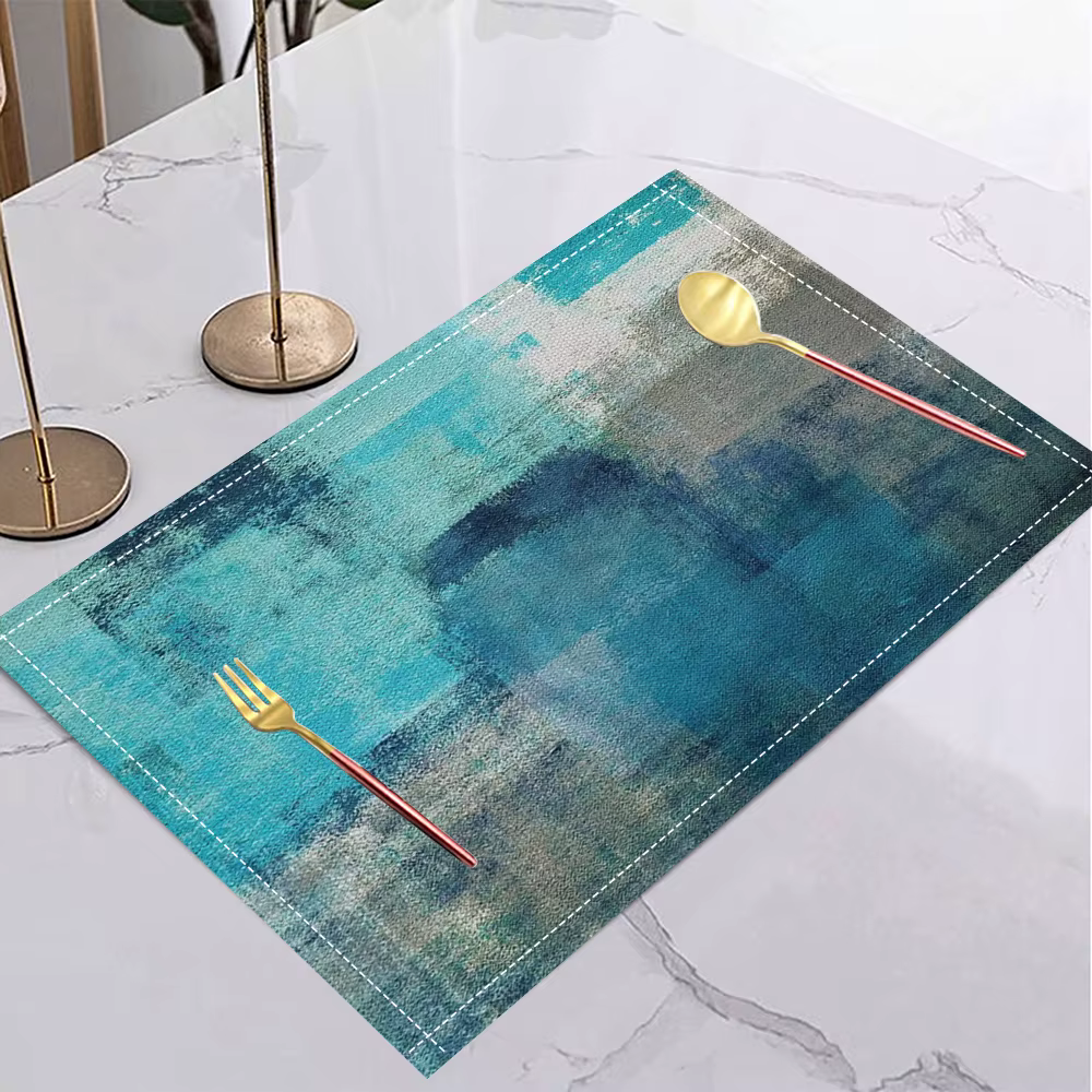 Napperons Teal & Blue en aquarelle