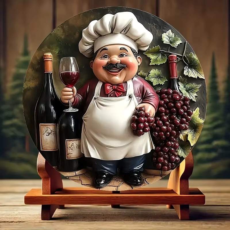 Assiette ronde en bois 2D de 8 pouces