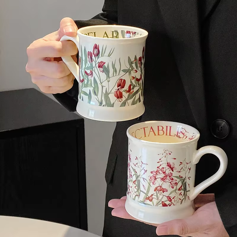 Tasse à fleurs en céramique classique européenne