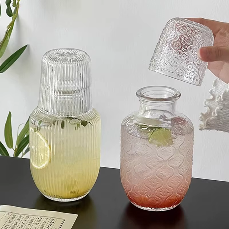 Ensemble de Carafe et gobelets en verre transparent de 550ml