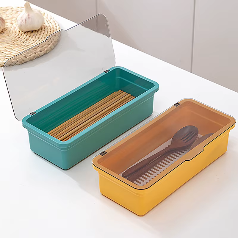 Boîte de rangement pour couverts en plastique T1 avec couvercle et doublure de proximité