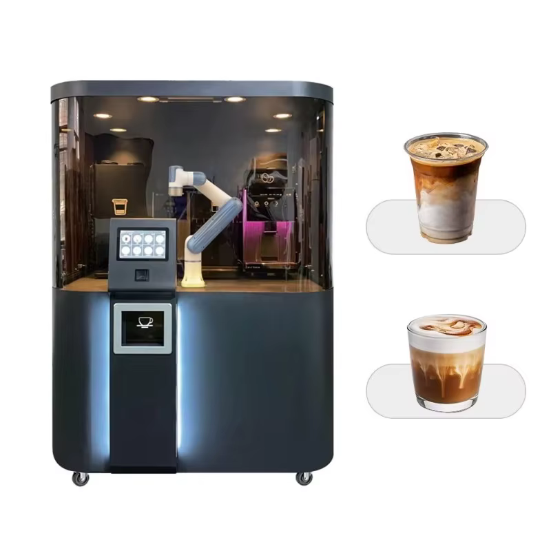 Machine à café robotisée entièrement automatique personnalisée, équipement commercial intelligent pour boissons, pour café et hôtel