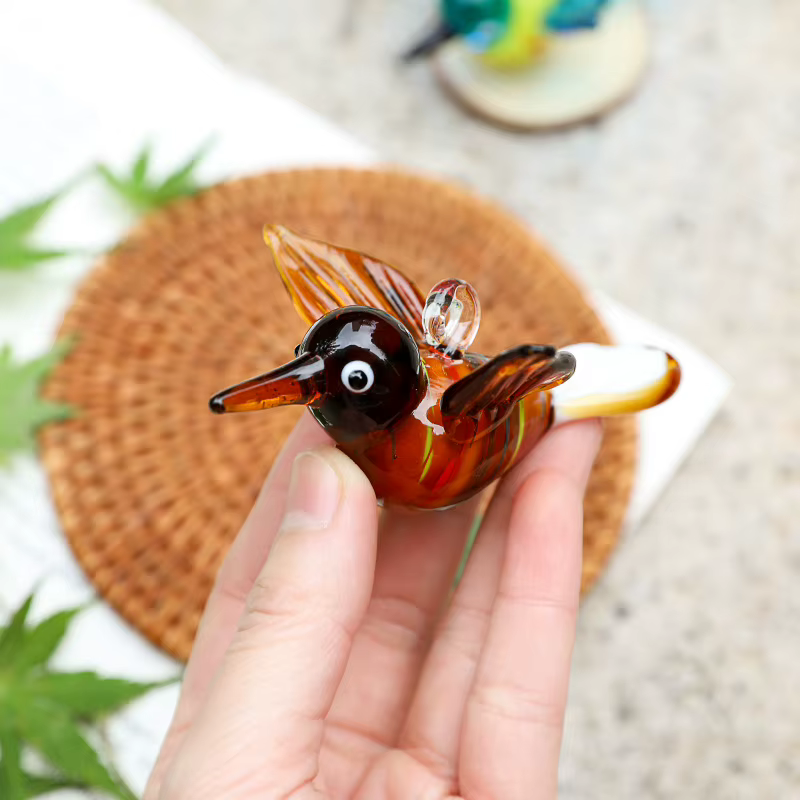 Mini oiseau en verre créatif coloré, ornement sur branches d'arbre, bureau, salon, bureau, colibri mignon, jardin extérieur, confrondec