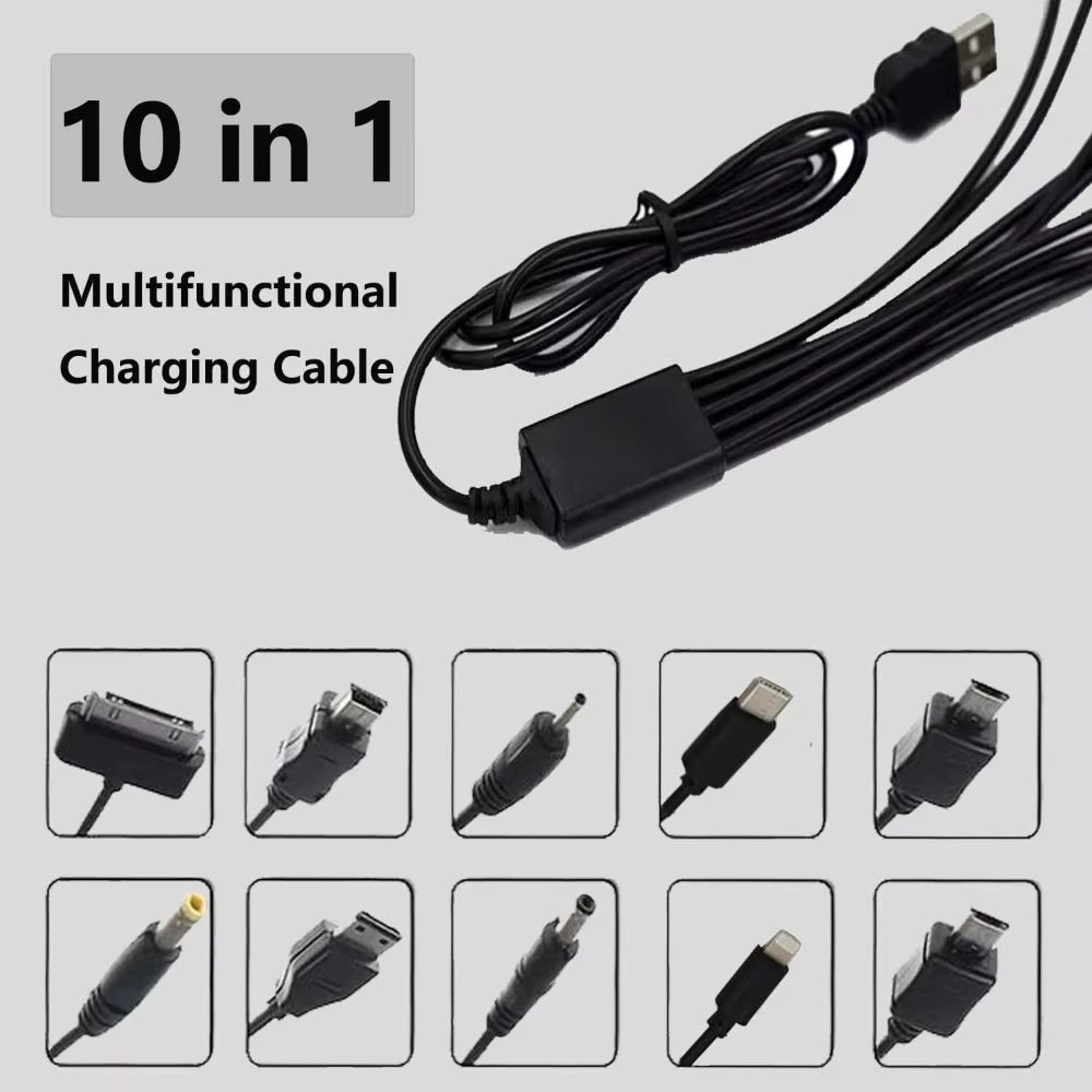 Câble de chargement multiple 10 en 1, 10 en 1, avec 10 Ports, usage simultané, câble de chargement multiple, multifonctionnel universel