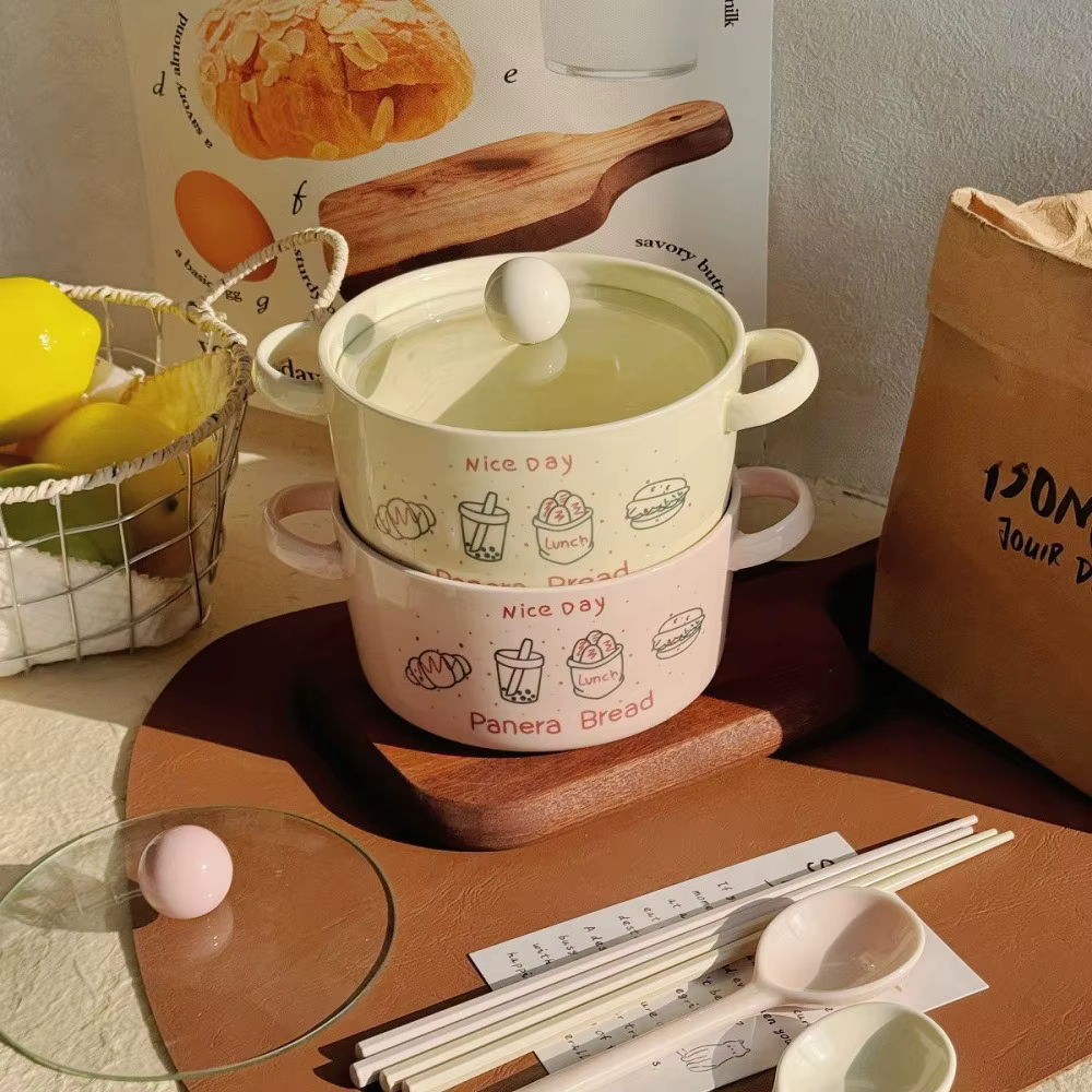 Bol Ramen Boba Kawaii avec cuillère et baguettes