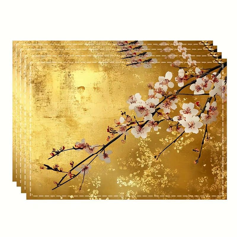 Lot de 1 élégant set de table floral doré de style chinois