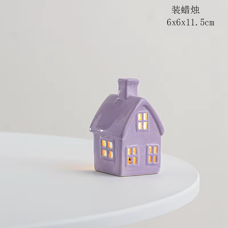 Décoration de noël porcelaine Miniature maison de Village lumière LED céramique château modèle