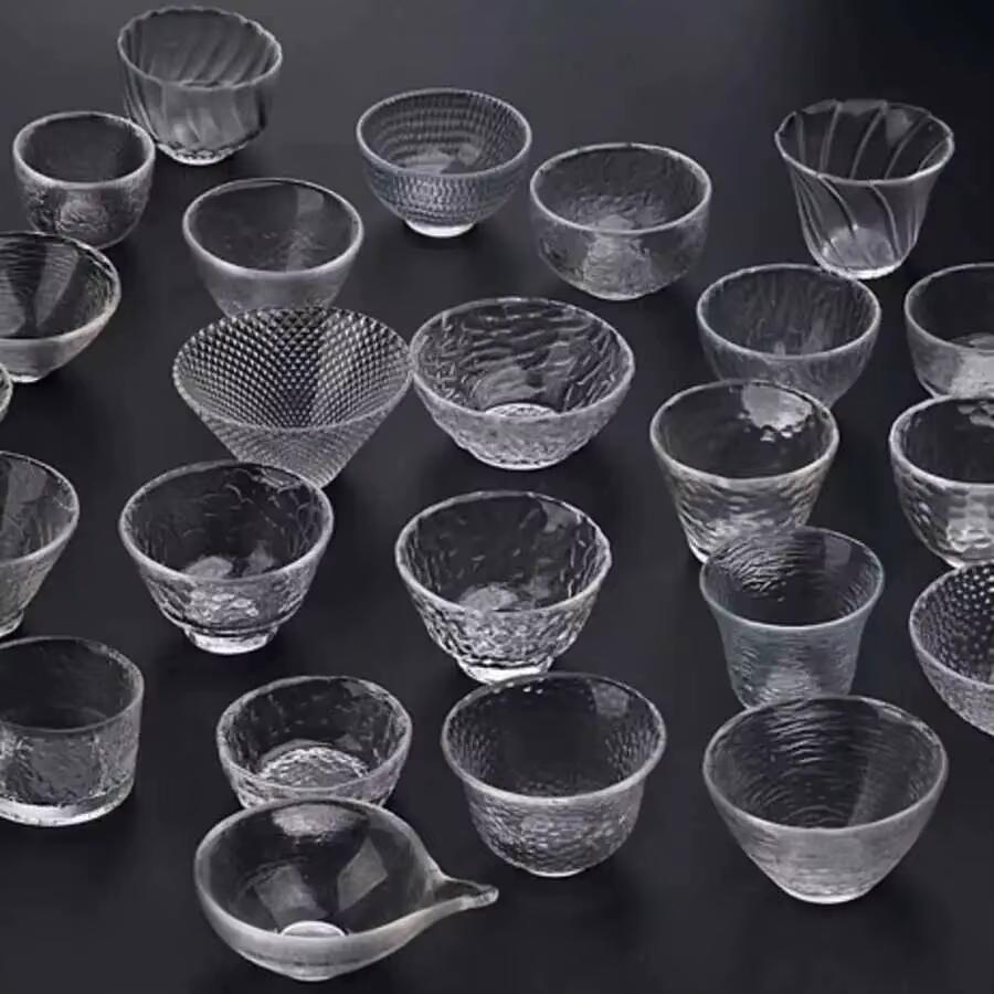 Tasse à thé en verre à grain de marteau japonais, tasse transparente en cristal, service à thé Kung Fu, petite tasse à thé pour propriétaire de la maison, bol à thé G