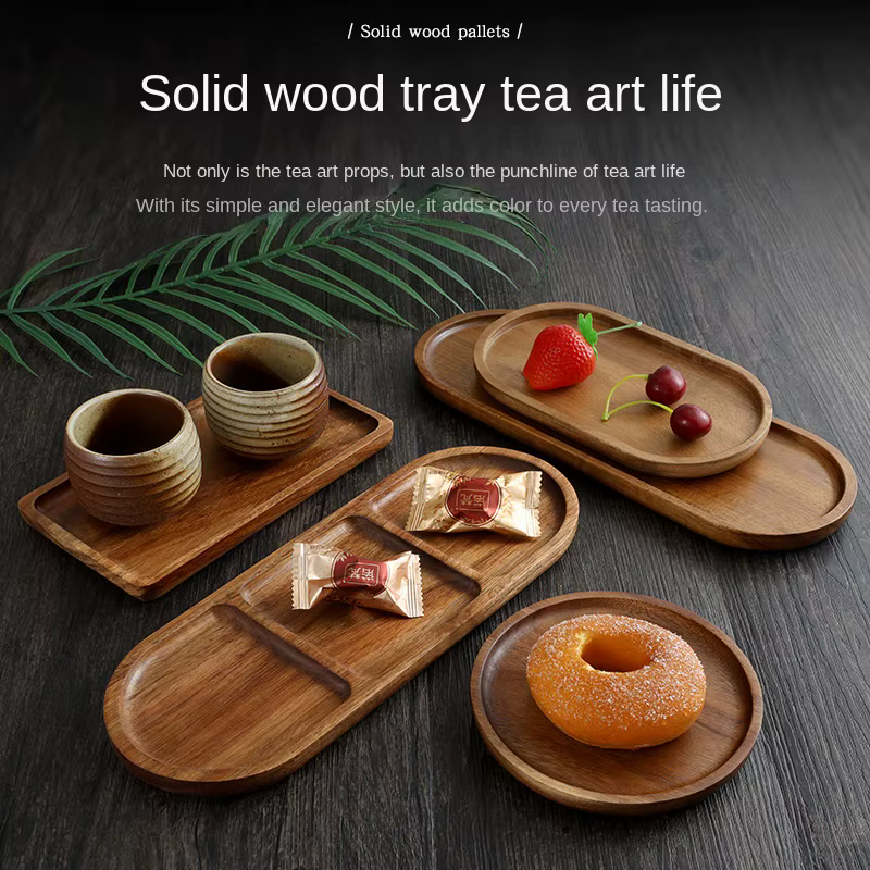 Assiette de fruits japonaise en bois massif