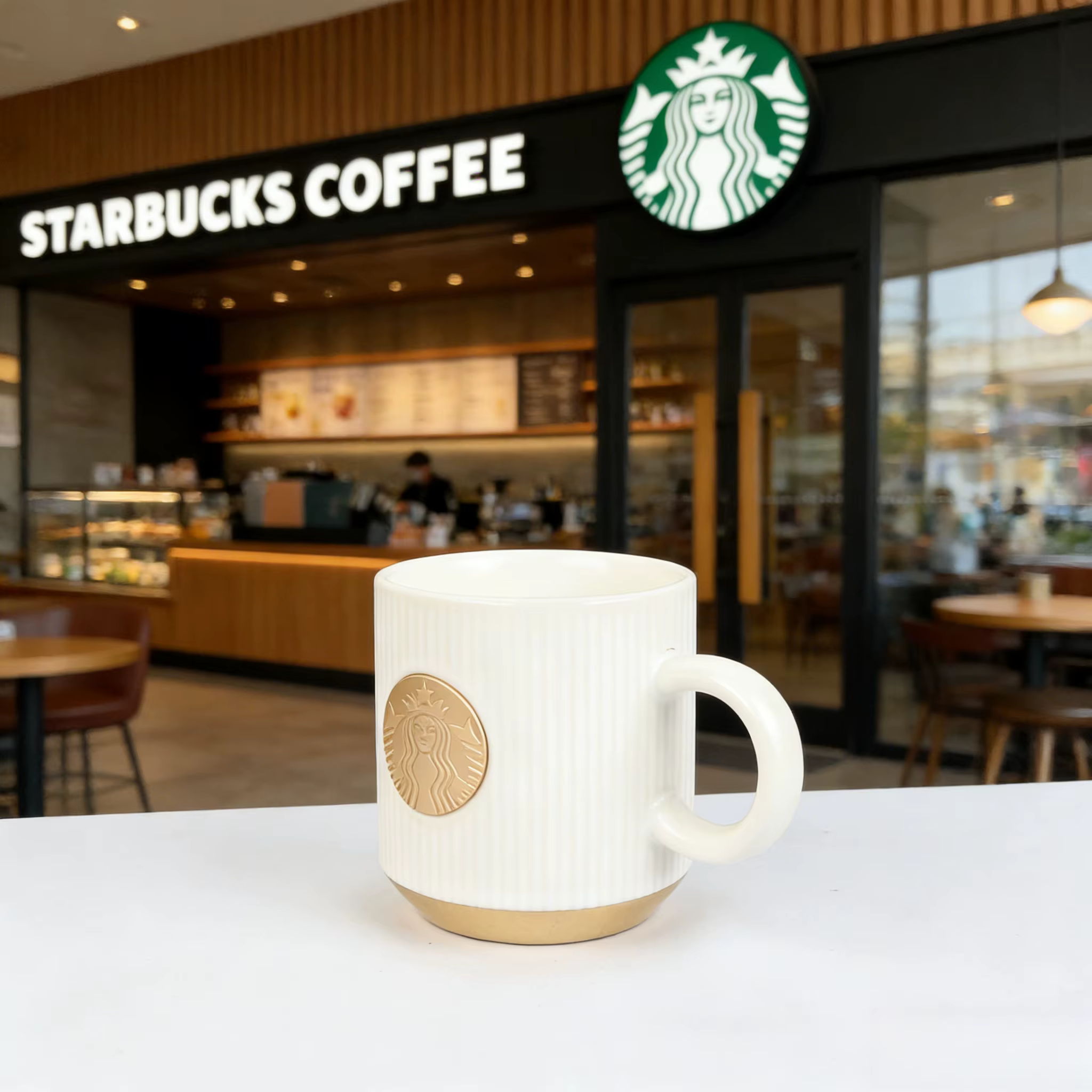 Mug en céramique blanc vintage Starbucks Gold Siren