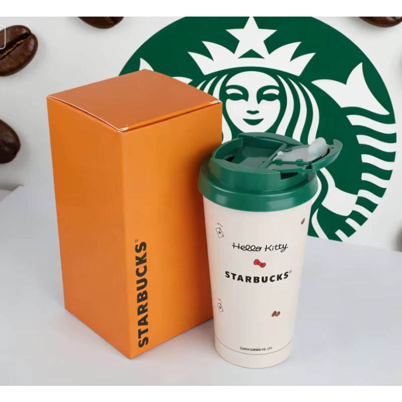 Nouvelle tasse Starbucks Hello Kitty en acier inoxydable de 473 ml avec paille