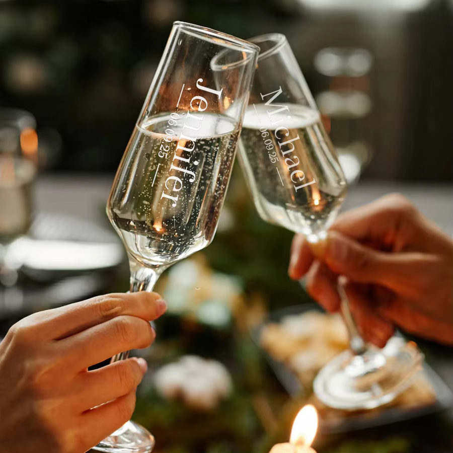 Ensemble de 2 verres à champagne personnalisés