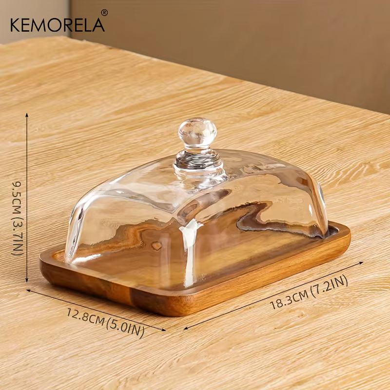 Beurre vintage avec couvercle en verre - Assiette à dîner rectangulaire élégante