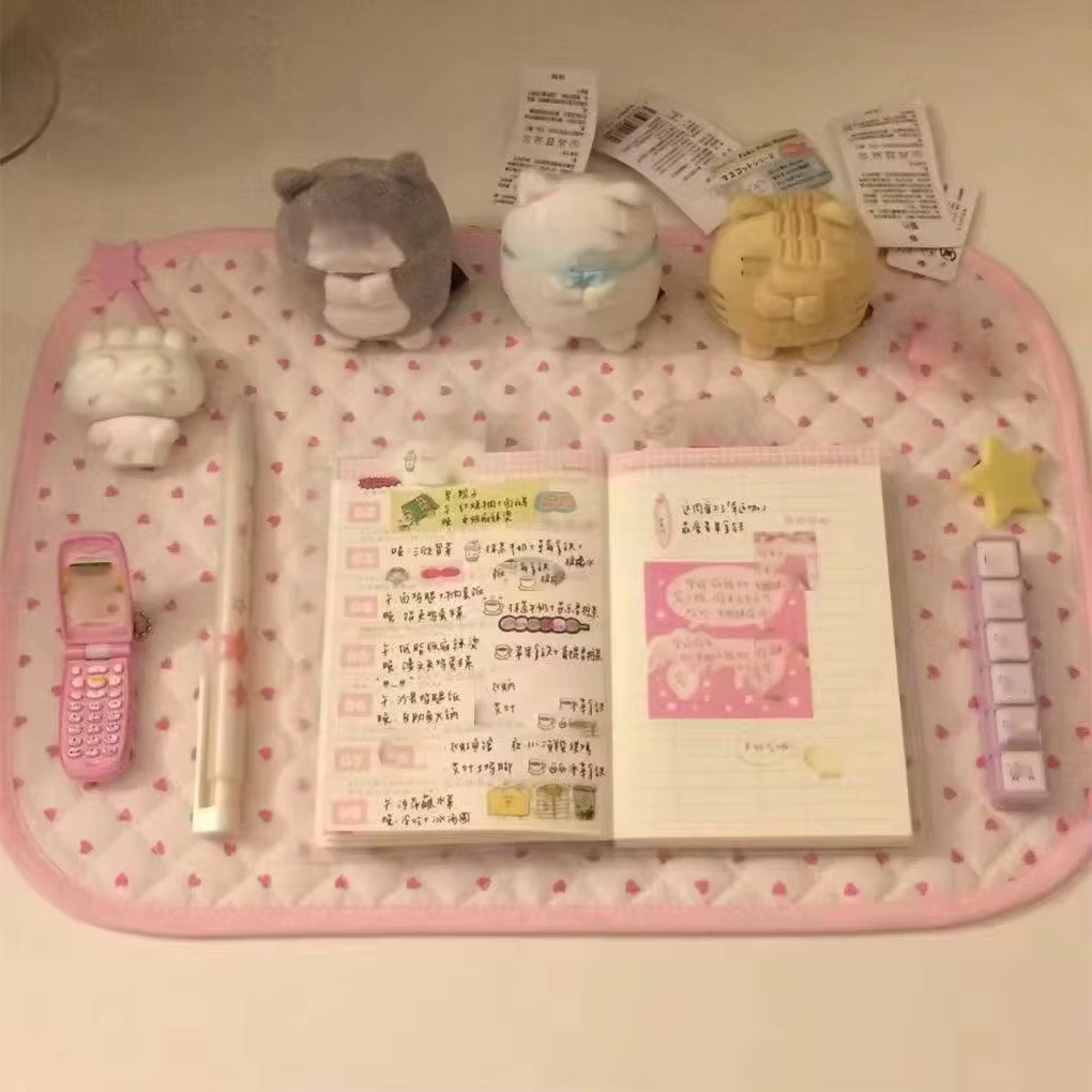 Nouveau Set de Table Matelassé Rose Mignon Japonais Thème Amour