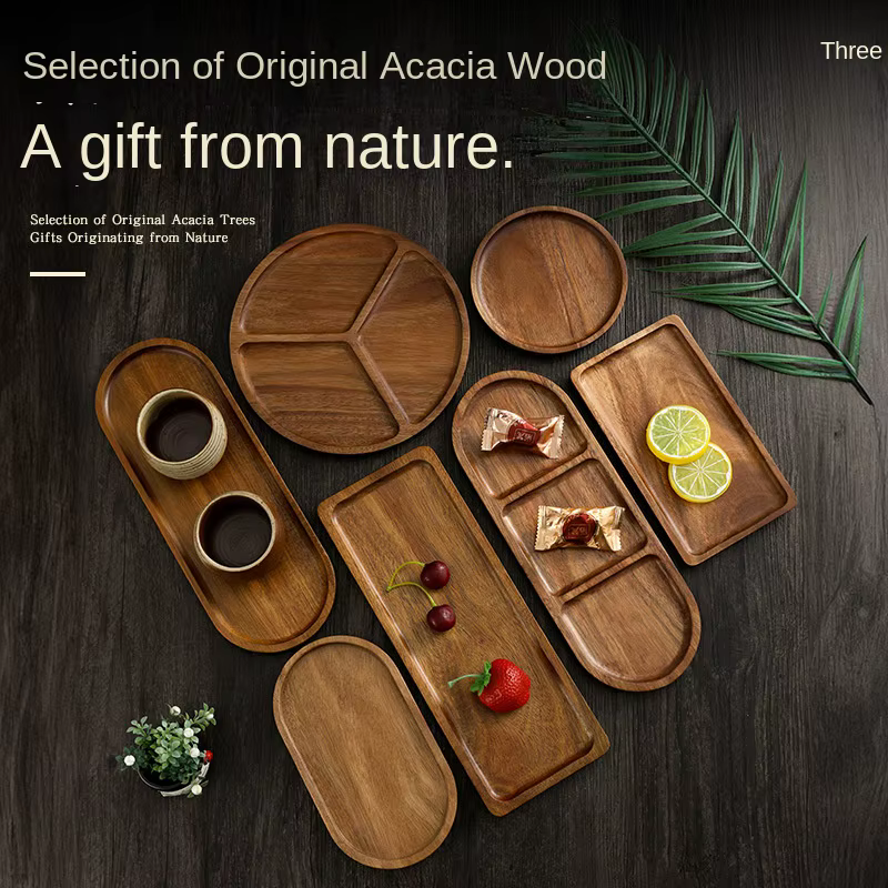 Assiette de fruits japonaise en bois massif