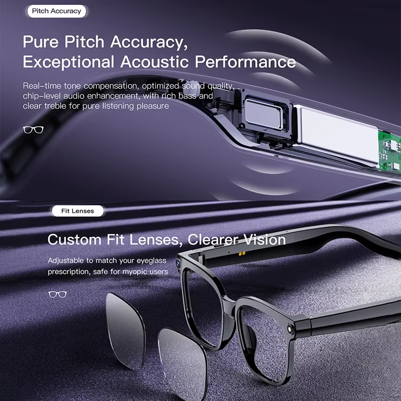 Lunettes Intelligentes IA Assistant Intelligent 2026 Nouveauté Étanche IP65 Caméra HD 800W Prise en Charge de l'Enregistrement Photo et Vidéo Fonction de Traduction IA