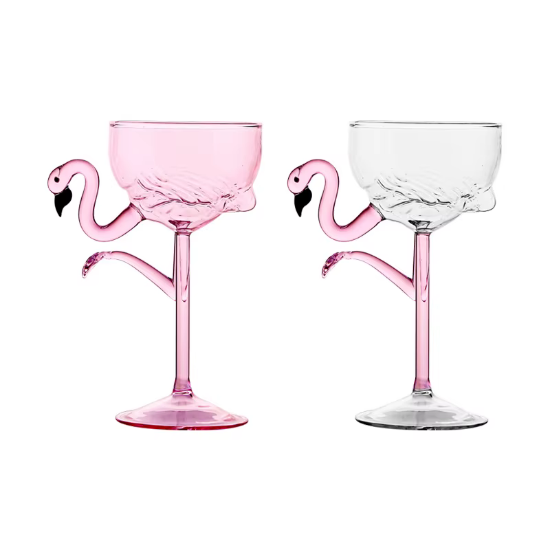 Verre à vin en forme de flamant rose