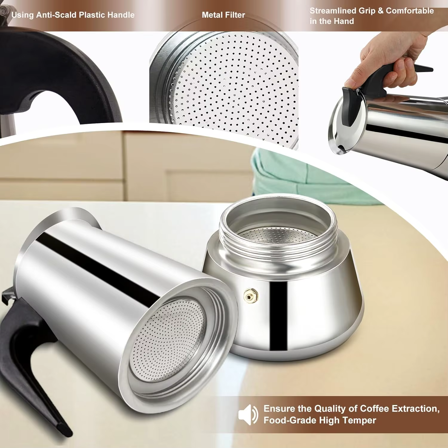 Machine à expresso de cuisinière en acier inoxydable