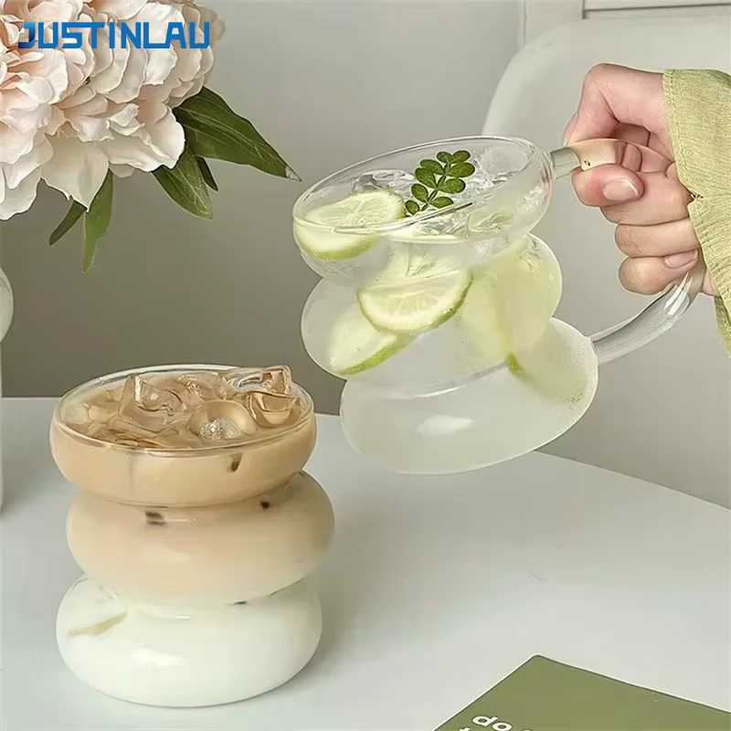 Tasse en verre Transparent irrégulière résistant à la chaleur