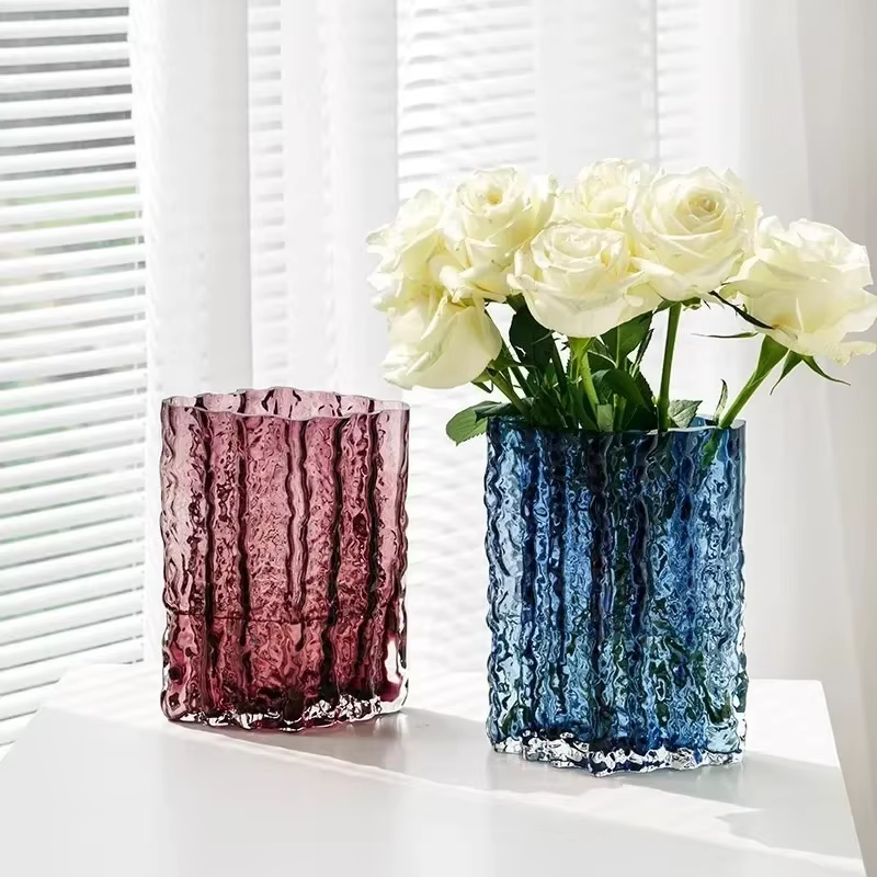 Vase en verre transparent haut de gamme pour la décoration de la maison