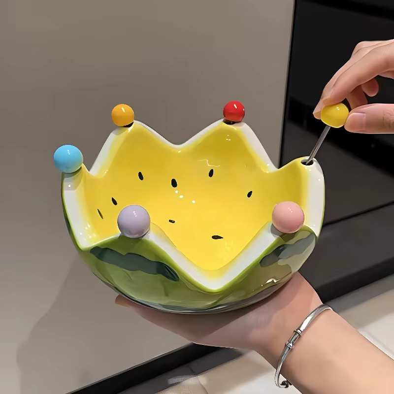 Assiette à pastèque, fourchette à fruits