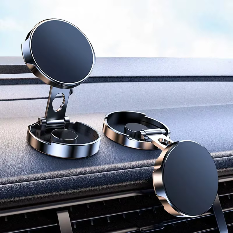 Support magnétique rond pliant pour voiture, Support de téléphone portable rotatif à 360 degrés, Support magnétique puissant pour iPhone Samsung