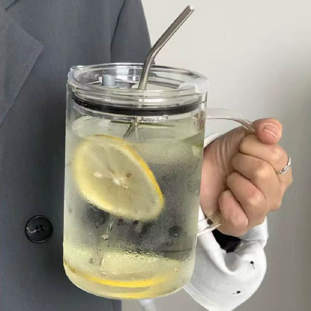 Grande tasse en verre transparent de 1l avec poignée
