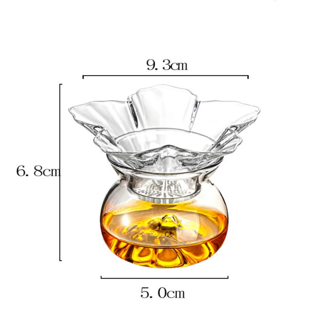 Passoire à thé en verre à fleurs avec Base de support