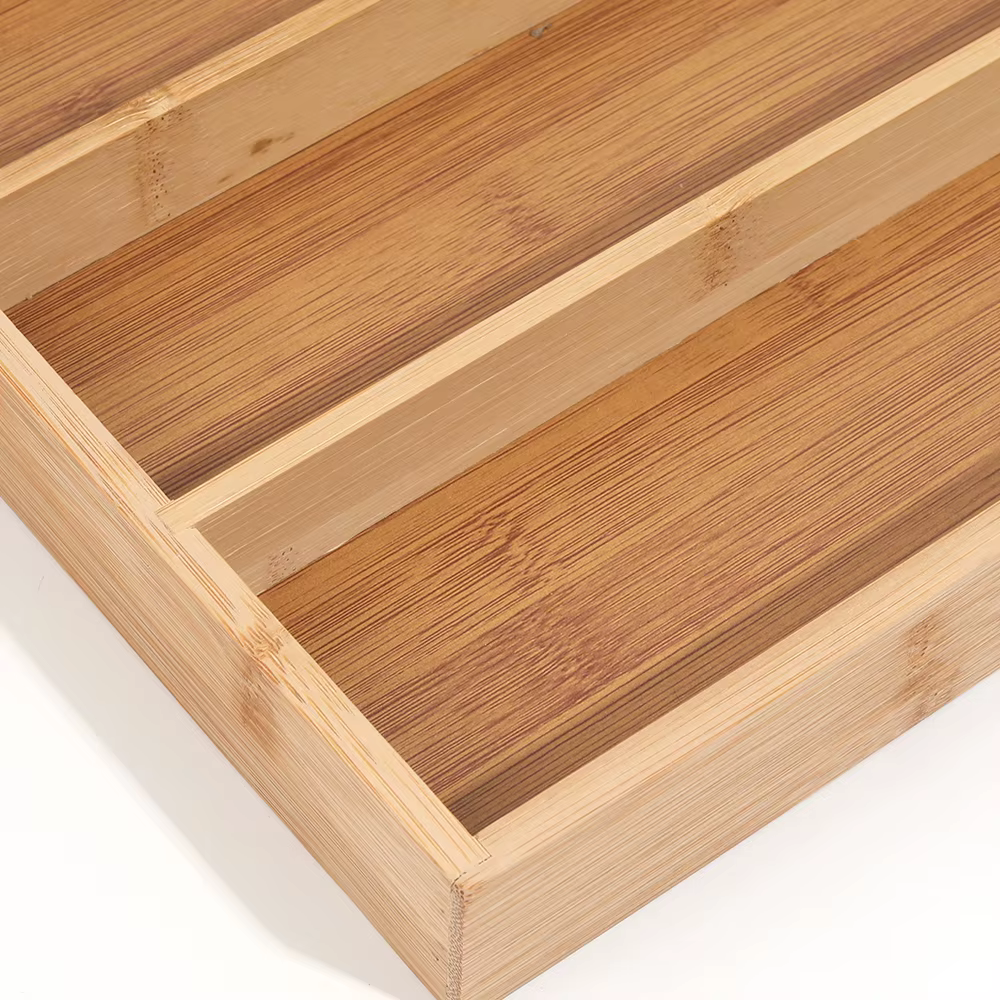 Plateaux de rangement divisés pour couverts en bambou