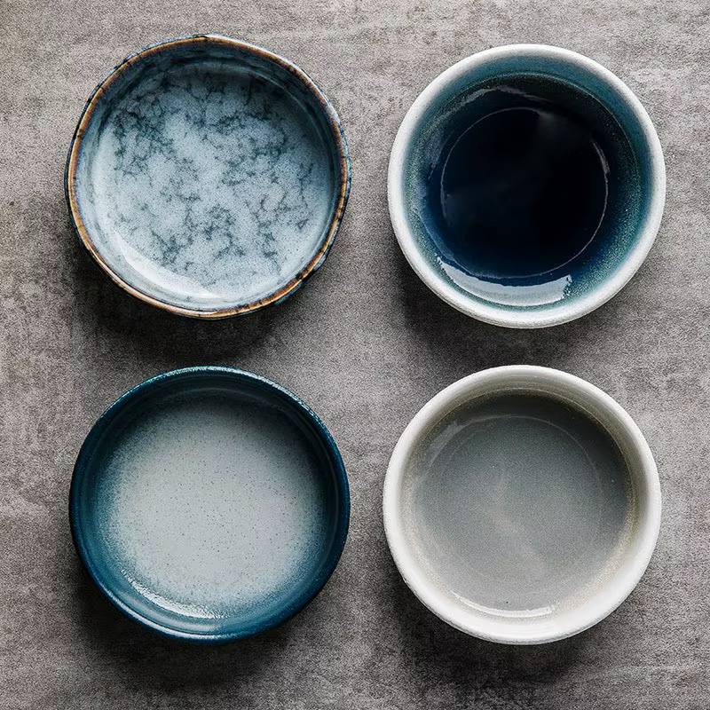 Assiette ronde japonaise en céramique de 3.5 pouces