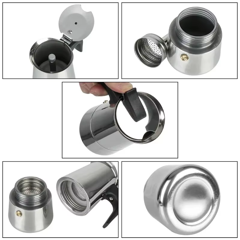 Cafetière Moka 2 Tasses en Acier Inoxydable