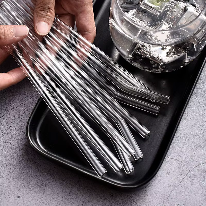 Pailles réutilisables en verre transparent