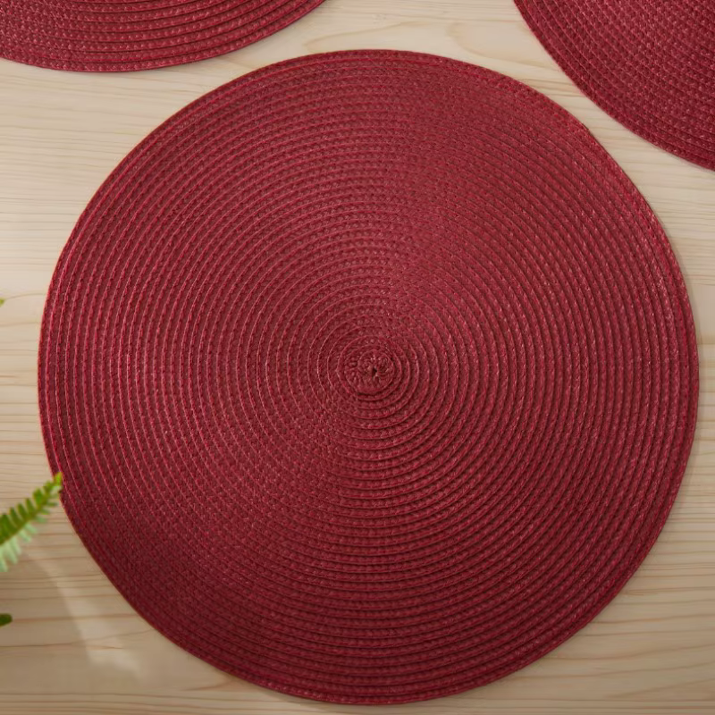1/4/10 pièces napperon rouge de noël 15 pouces rond tressé cadeau napperons tapis de Table pour Tables de cuisine tissé antidérapant napperons