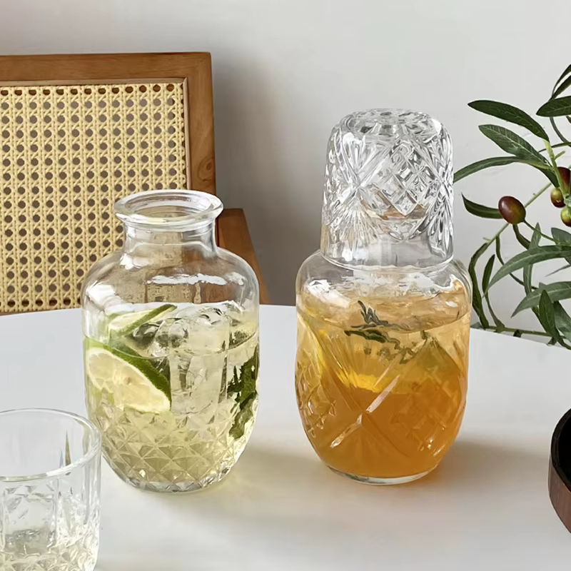Ensemble de Carafe et gobelets en verre transparent de 550ml