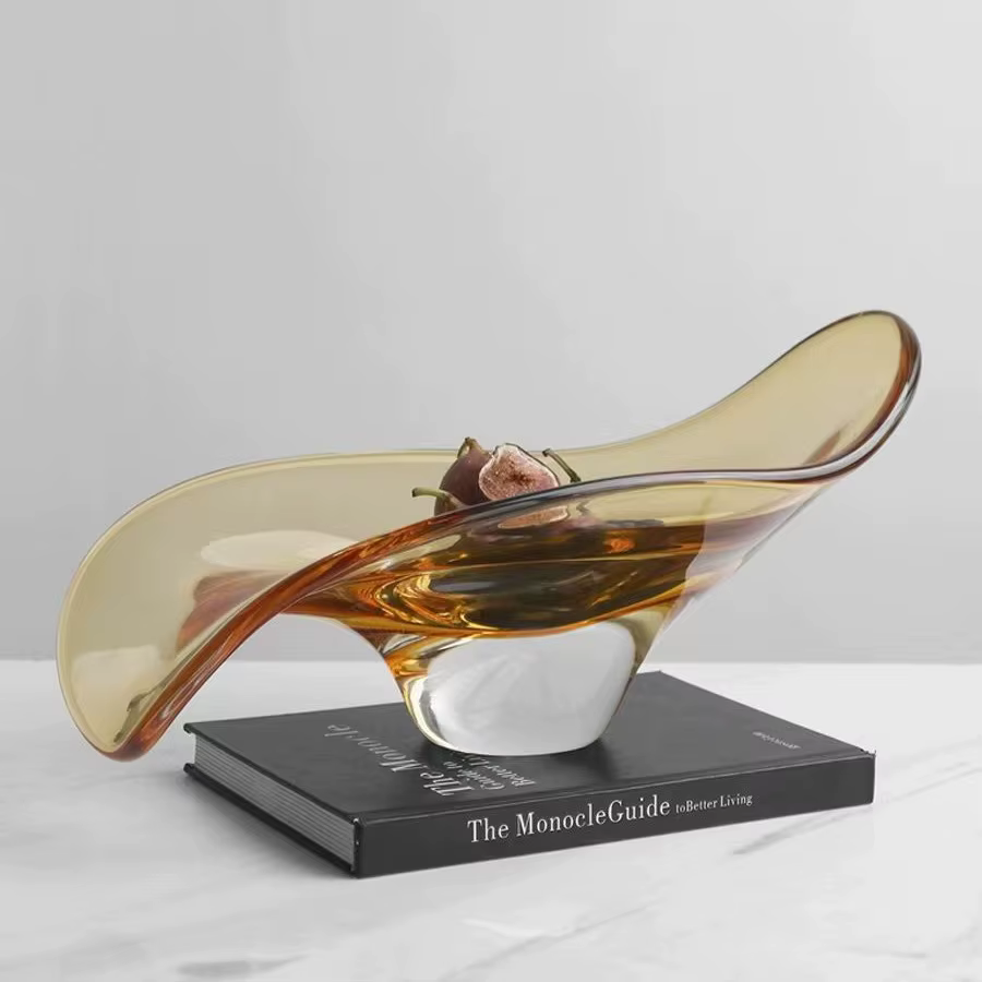 Bol en verre géométrique plateau à fruits