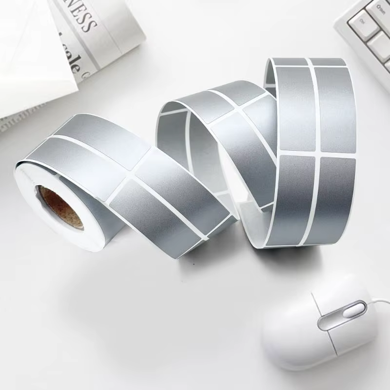 Autocollants à gratter pour cartes de récompense, pelliculés, gris, argent, or, étiquettes à gratter, bons de réduction DIY, film à gratter pour cartes à rayures