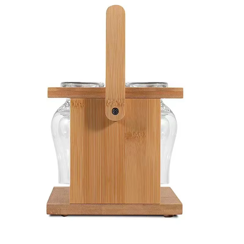 Ensemble de 6 verres en cristal avec support en bambou