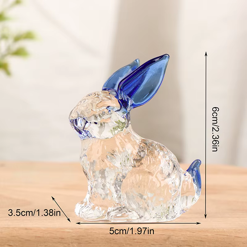 Statue en cristal de main de lapin en verre