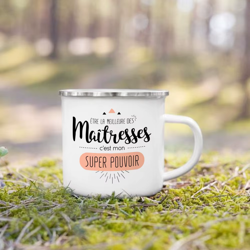Merci Maitresse tasse imprimée française tasses à café créatives boissons Dessert lait émail