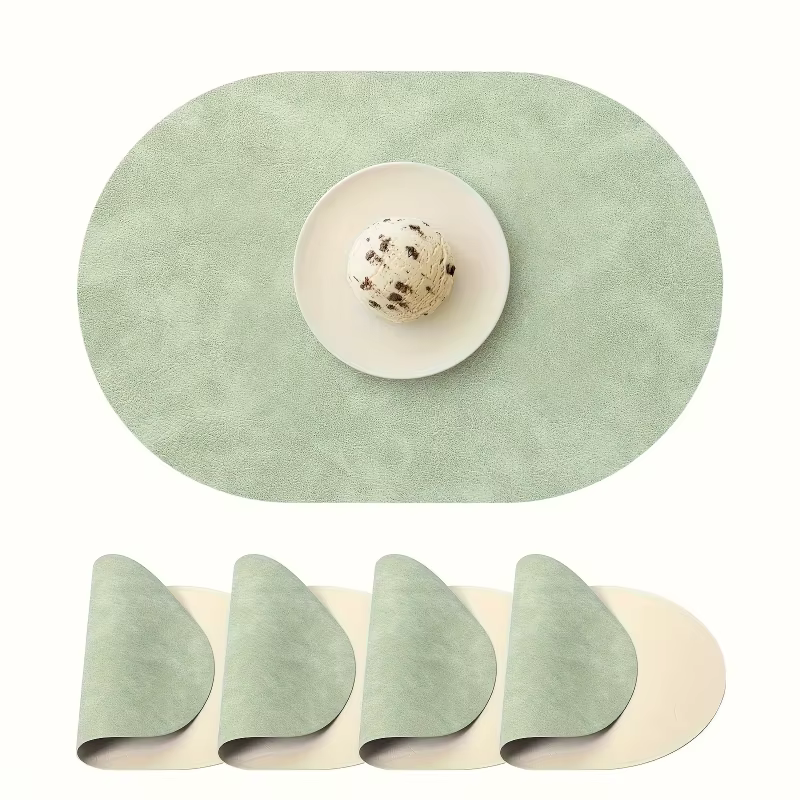 Lot de 4 sets de table ovales en similicuir