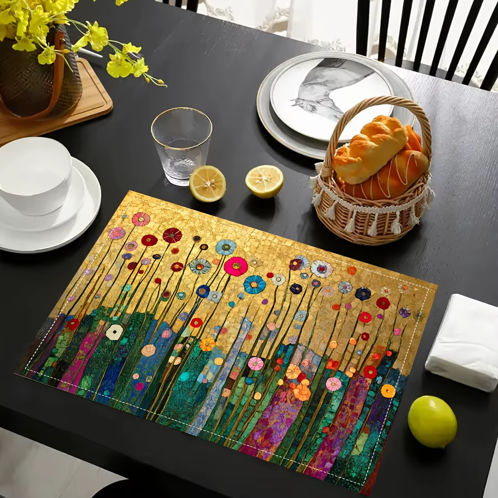 4 sets de table floraux Gustav Klimt avec un design doré