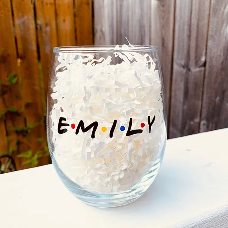 Tasse en verre transparente personnalisée avec nom
